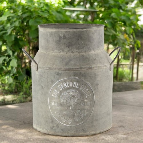 Vintage grey tin milk - vintage,