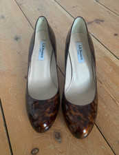 LK Bennett Tortoiseshell Brown Patent Court Heels Shoes 4.5/37.5