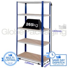 SUPER HEAVY DUTY WIDE WAREHOUSE STORAGE SHELVING RACKING 1770x1200x600mm *265KG*