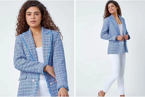 Roman blue frayed edge - blue,
