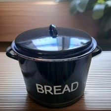 Judge - Vintage - 30cm Large Enamel Black Bread Bin - Kitchen Storage Handles