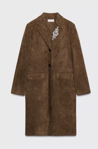 Zara brown faux suede brooch - faux,