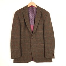 The Tweed Mens Blazer Jacket 42L Brown Check Pure New Wool Herringbone Country