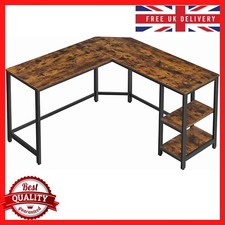 Industrial Corner Desk L-Shaped Computer Workstation Rustic Home Office PC Table