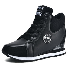 Women Hidden Heel Wedges Sneaker High Top Trainers Sport Casual Shoes ﻿