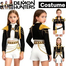 Kids Girls K- Demon Hunters Costume Wig Rumi Mira Zoey Cosplay Fancy Dress Up UK