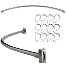 S/S STEEL CHROME EXTENSIBLE CURVED STANDARD BATHTUB SHOWER CURTAIN ROD RAIL