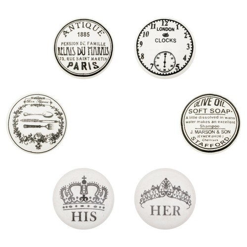 Ceramic door knobs black white - ceramic,