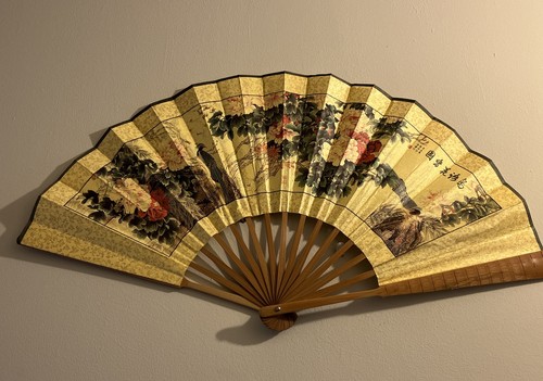 Vintage oriental folding fan - oriental,