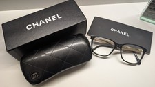 Chanel Ladies Glasses Black /Gold Shagreen arms w/ quilted case & box