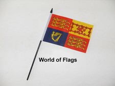 UK ROYAL STANDARD SMALL HAND WAVING FLAG 6" x 4" Queen British Table Display 