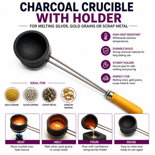 Charcoal crucible with holder - crucible,
