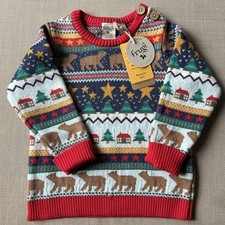 Frugi Christmas Baby Jumper - Forest Fairisle Jumper - Fairisle/Christmas