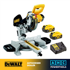  Dewalt DCS365P2 Mitre Saw 18V Cordless 184mm (2 x 5Ah Batteries)