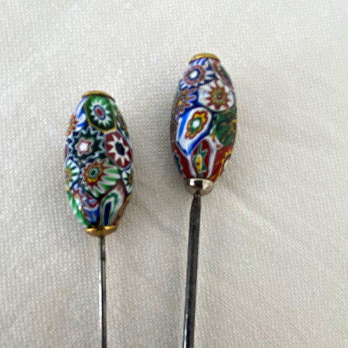Vintage millefiori hatpins - vintage,