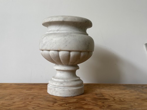 Italian marble urn solid white - marble,