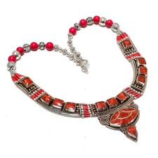 Red Coral Gemstone Necklace