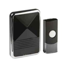 Wireless Door Bell Plug In Chime Digital Black 80m Range Push Button Transmitter
