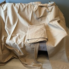 Pair of  Vintage Beige/Brown/Nude Woven Curtains Retro 1950s MCM Midcentury no 2