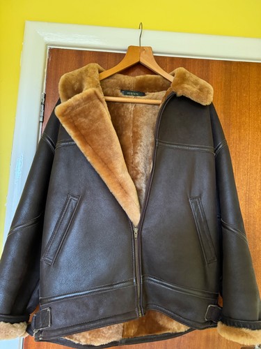 Mens leather and sheepskin