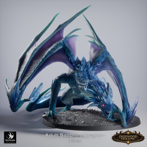 Sapphire dragon crystal - sapphire, |