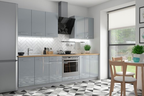 Grey high gloss - , kitchen