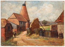 Continental School Early 20th Century Oil - Road to the Oast House