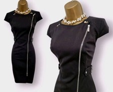 Karen Millen BNWT Black Military Zipped Wiggle Pencil Dress UK 12