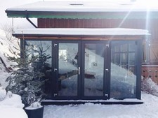 DIY Conservatory - Made To Measure 4150 x 3000 Lean-to - Grey on white upvc