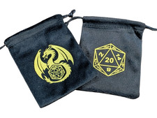 Velvet Pouch Bag Dragon D20