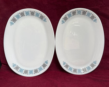 Pair Retro Vintage JAJ Pyrex Chelsea Oval Steak Plate 1970's 30 X 23 cm
