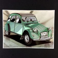 Citroen 2CV Car Lenticular Print by H. Villieres on Aluminium Paper Vintage 1992