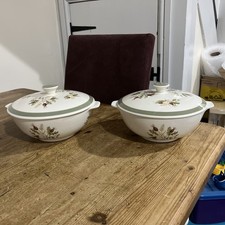 2 x Alfred Meakin Greenwood Tureens with Lids & Handles Vintage