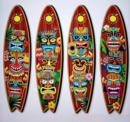 4pcs surfboard tiki themed - , 2d