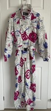 Etirel Vintage Ski Suit Snowsuit White/Multi - Size 44 Uk 16/18 - VGC