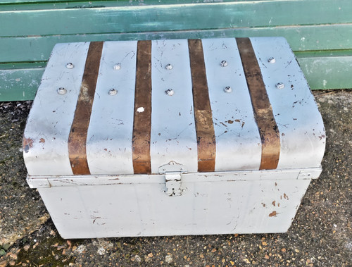 Large metal steamer trunk - large,