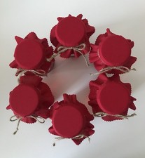6 Christmas red fabric jam jar