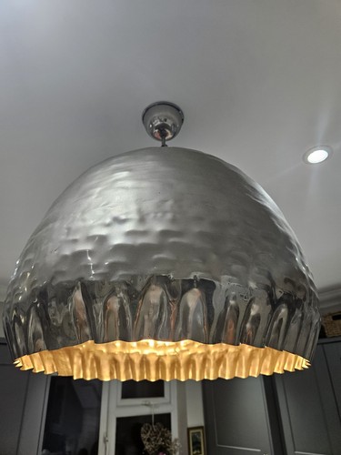 Silver hammered steel dome - silver,