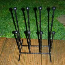 WROUGHT IRON FAMILY 4 PAIR WELLINGTON BOOT HOLDER RACK