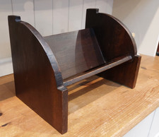 Vintage dark wood book trough, rest, rack, shelf, high sided booktrough, 32cm