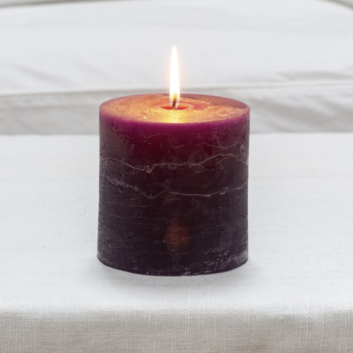 Purple pillar candle rustic - purple, candle,