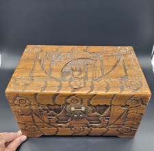 Antique Qing Chinese Carved Wooden Large Box