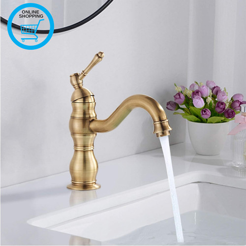 Antique brass bathroom sink - bathroom,