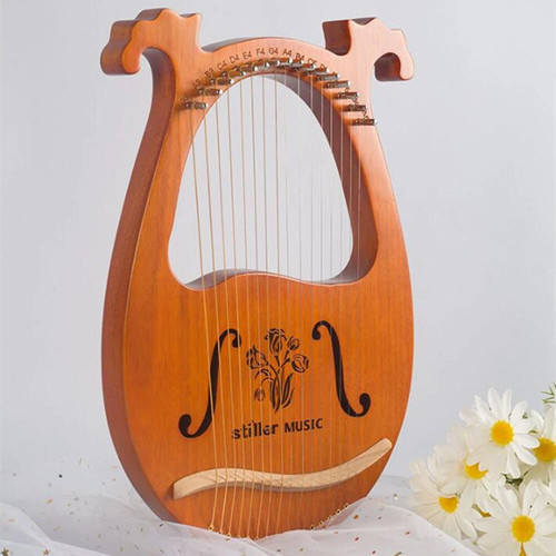 Mahogany lyre harp - harp, string