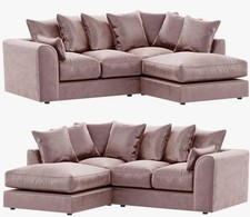 PLUSH VELVET L-SHAPED CORNER SOFA SET LEFT-HAND/RIGHT-HAND UNIVERSAL DYLAN