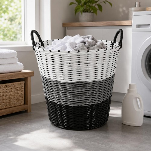 Woven laundry basket - woven, tapered