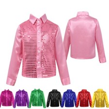 Boys Sequins Shirt Disco Hip-hop Jazz Dance Tops Stage Performance Costumes