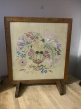 Vintage Fire Screen Oak  Hand