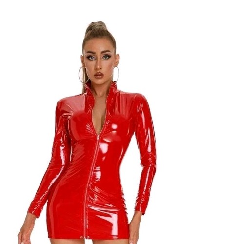 New red glossy pvc - new, zip