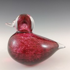 MARKED Wedgwood Speckled Pink Glass Duckling Sculpture RSW425